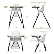 Load image into Gallery viewer, 3 in 1 Convertible Highchair with Detachable Double Trays-White
