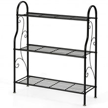 Load image into Gallery viewer, 3-Tier Scrollwork Designed Metal Plant Stand-Black

