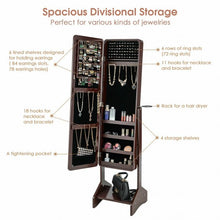 Load image into Gallery viewer, Standing Jewelry Cabinet with Full-length Mirror-Coffee
