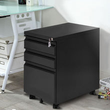 Load image into Gallery viewer, 3 Drawers Rolling File Storage Cabinet-Black

