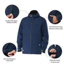Load image into Gallery viewer, Men&#39;s Waterproof Rain Windproof Hooded Raincoat Jacket-Navy-XXL
