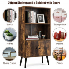 Load image into Gallery viewer, 2-Tier Retro Bookcase Bookshelf with 3 Compartment-Coffee
