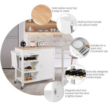Load image into Gallery viewer, Kitchen Island Trolley Cart Storage Cabinet with Wine Rack &amp; Shelf-White

