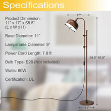 Load image into Gallery viewer, Industrial Floor Standing Pole Lamp with Adjustable Lamp Head
