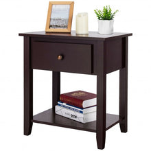 Load image into Gallery viewer, Nightstand with Drawer and Storage Shelf for Bedroom Living Room-Espresso
