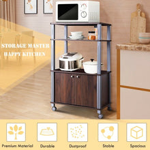 Load image into Gallery viewer, Microwave Rack Stand Rolling Storage Cart-Walnut
