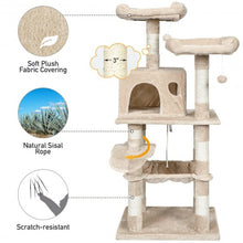Load image into Gallery viewer, 55&quot; Multi-Level Kitten Activity Tower with Hammock-Beige
