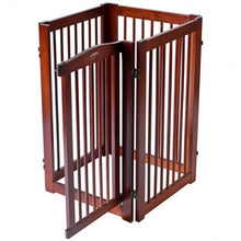 Load image into Gallery viewer, 36&quot; Configurable Folding Wood Pet Dog Safety Fence with Gate-A
