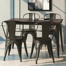 Load image into Gallery viewer, 4 pcs Tolix Style Metal Dining Side Chair Stackable Wood Seat-Black
