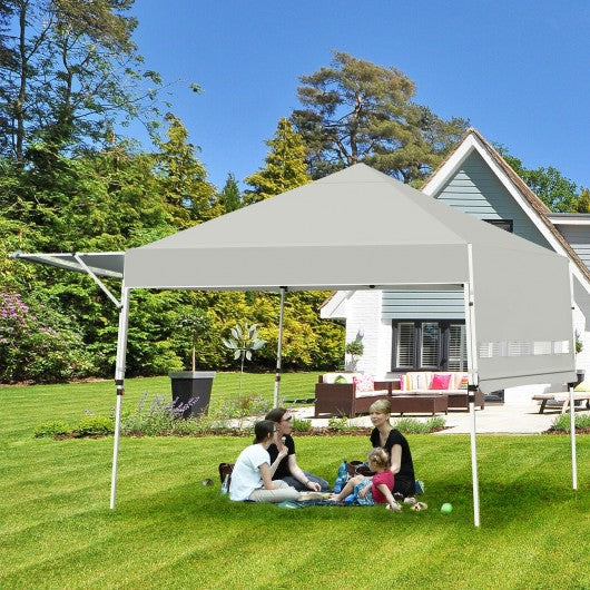 17 Feet x 10 Feet Foldable Pop Up Canopy with Adjustable Instant Sun Shelter-Gray