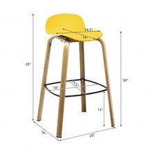 Load image into Gallery viewer, Set of 2 Modern Barstools Pub Chairs with Low Back and Metal Legs-Yellow
