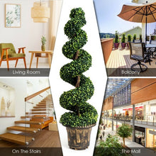 Load image into Gallery viewer, 2-Set 4&#39; Artificial  D�cor Green Boxwood Spiral Tree
