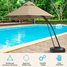 Load image into Gallery viewer, 11 Feet Outdoor Cantilever Hanging Umbrella with Base and Wheels-Beige
