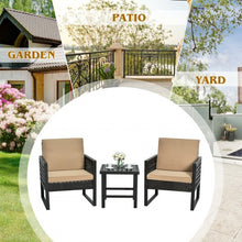 Load image into Gallery viewer, 3Pcs Patio Rattan Bistro Cushioned Furniture Set
