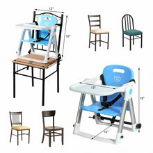 Load image into Gallery viewer, Baby Booster Folding Travel High Chair with Safety Belt &amp; Tray-Blue
