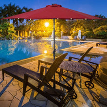Load image into Gallery viewer, 9FT Patio Solar Umbrella LED Patio Market Steel Tilt W/ Crank Outdoor New-Burgundy
