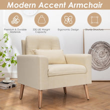 Load image into Gallery viewer, Accent Chair Cushioned Linen Armchair with Waist Pillow Sofa Chair-Beige
