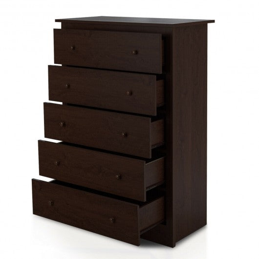 Functional Storage Organized Dresser with 5 Drawer-Espresso