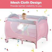 Load image into Gallery viewer, Foldable Baby Playard with Changing Station-Pink
