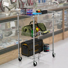 Load image into Gallery viewer, 3-Tier Utility Cart Heavy Duty Wire Rolling Cart with Handle Bar Storage Trolley
