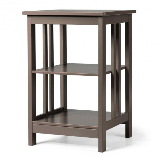 3-Tier Nightstand Side Table with Baffles and Corners-Coffee