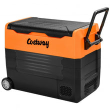 Load image into Gallery viewer, 58 Quarts Car Refrigerator Portable RV Freezer Dual Zone with Wheel-Orange
