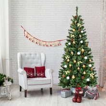 Load image into Gallery viewer, 7 ft Premium Hinged Artificial Christmas Tree with Pine Cones
