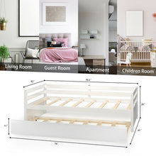Load image into Gallery viewer, Twin Size Wooden Slat Trundle Platform-White

