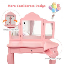 Load image into Gallery viewer, Kids Makeup Dressing Mirror Vanity Table Stool Set-Pink
