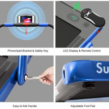 Load image into Gallery viewer, 2-in-1 Folding Treadmill with RC Bluetooth Speaker LED Display-Blue
