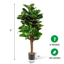 Load image into Gallery viewer, 5ft Artificial Fiddle Leaf Fig Tree Decorative Planter
