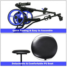 Load image into Gallery viewer, Foldable 3 Wheels Push Pull Golf Trolley with Scoreboard Bag-Navy
