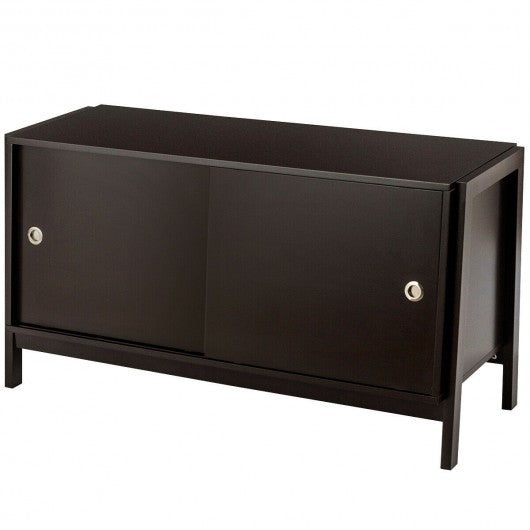 TV Stand Modern Entertainment Cabinet with Sliding Doors-Coffee