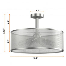 Load image into Gallery viewer, 6-Light Semi Flush Mount Ceiling Light Pendant Lamp w/ Fabric Drum-shaped Shade
