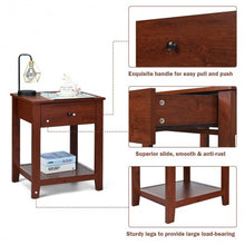Load image into Gallery viewer, Night Stand End Side Table with Drawer and Storage Shelf
