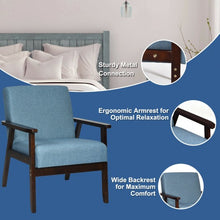 Load image into Gallery viewer, Solid Rubber Wood Fabric Accent Armchair-Blue
