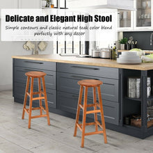 Load image into Gallery viewer, Set of 2 30" Acacia Wood Barstools with Round Seat and Square Leg
