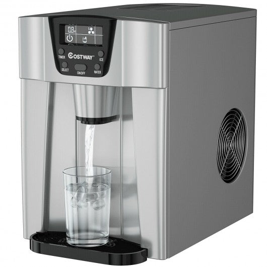 2-In-1 Ice Maker Water Dispenser 36lbs/24H LCD Display-Silver