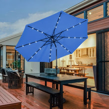 Load image into Gallery viewer, 10&#39; Solar LED Lighted Patio Market Umbrella Shade Tilt Adjustment Crank-Blue
