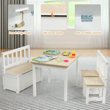Load image into Gallery viewer, 4 PCS Kids Wood Table Chairs Set -Natural
