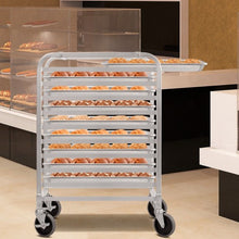 Load image into Gallery viewer, 10 Sheet Aluminum Rolling Bakery Pan Rack

