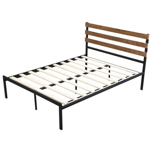 Metal Bed Frame Foundation with Headboard-Full Size