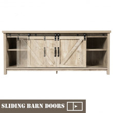Load image into Gallery viewer, TV Stand with Cabinet Sliding Barn Door -White
