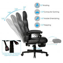 Load image into Gallery viewer, Massage Gaming Chair with Footrest and Lumbar Support-Black
