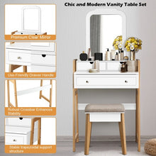 Load image into Gallery viewer, Makeup Vanity Table Dressing table and Cushioned Stool Set
