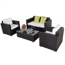 Load image into Gallery viewer, 4 pcs Patio Mix Brown Wicker Rattan Sofa Furniture Set
