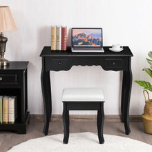 Load image into Gallery viewer, Mirrored Bathroom Dressing Vanity Table Set w/ Stool-Black
