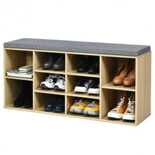 Load image into Gallery viewer, 10-Cube Organizer  Entryway Padded Shoe Storage Bench-Beige
