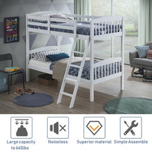 Load image into Gallery viewer, Hardwood Twin Bunk Beds with Individual Kid Bed Ladder-White
