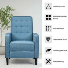 Load image into Gallery viewer, Mid-Century Push Back Recliner Chair -Blue
